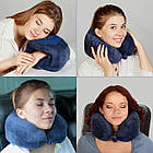 Подушка ортопедична для подорожей RoyalRest Memory Foam Синій 28х28х12см Ортопедична подушка для літака, фото 8