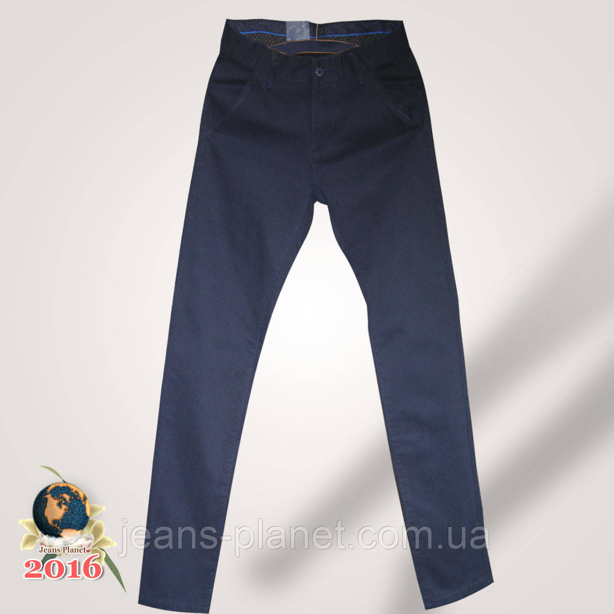 Джинси чоловічі завужені однотонного синього кольору, фото 1