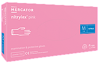 Перчатки нитриловые NITRYLEX PINK размер М (плотность 3,5 г) неопудренные розовые (50пар/1уп ) Mercator