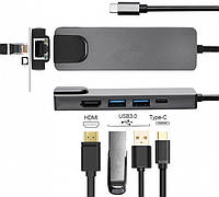 USB-хаб XoKo AC-500 Type-C to RJ45+HDMI+2xUSB 3.0 (XK-AC500-SL) «D-s»