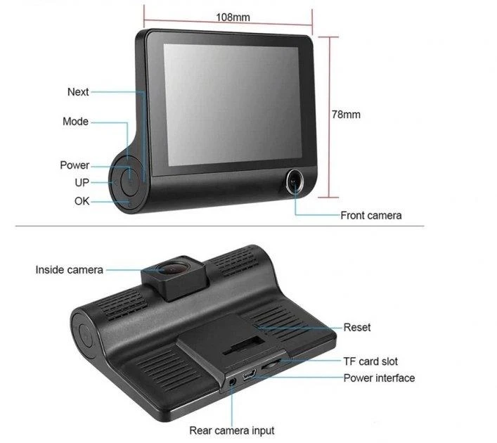 Автомобильный видеорегистратор UKC SD319 оборудованный тремя камерами и функцией записи в Full HD AmmuNation - фото 5 - id-p1982061457