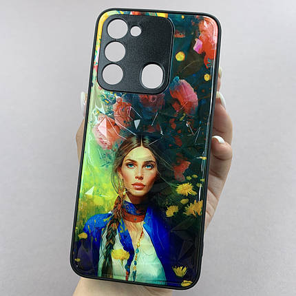 Чохол для Tecno Spark 8C (KG5k) Ladies дівчинка з півонії чохол на телефон техно спарк 8с чорний, фото 1