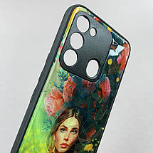 Чохол для Tecno Spark 8C (KG5k) Ladies дівчинка з півонії чохол на телефон техно спарк 8с чорний, фото 4