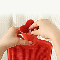 Грілка гумова Червона 1.5Л грілка для рук багаторазова, грілка-подушка водяна для обігрівання «D-s»