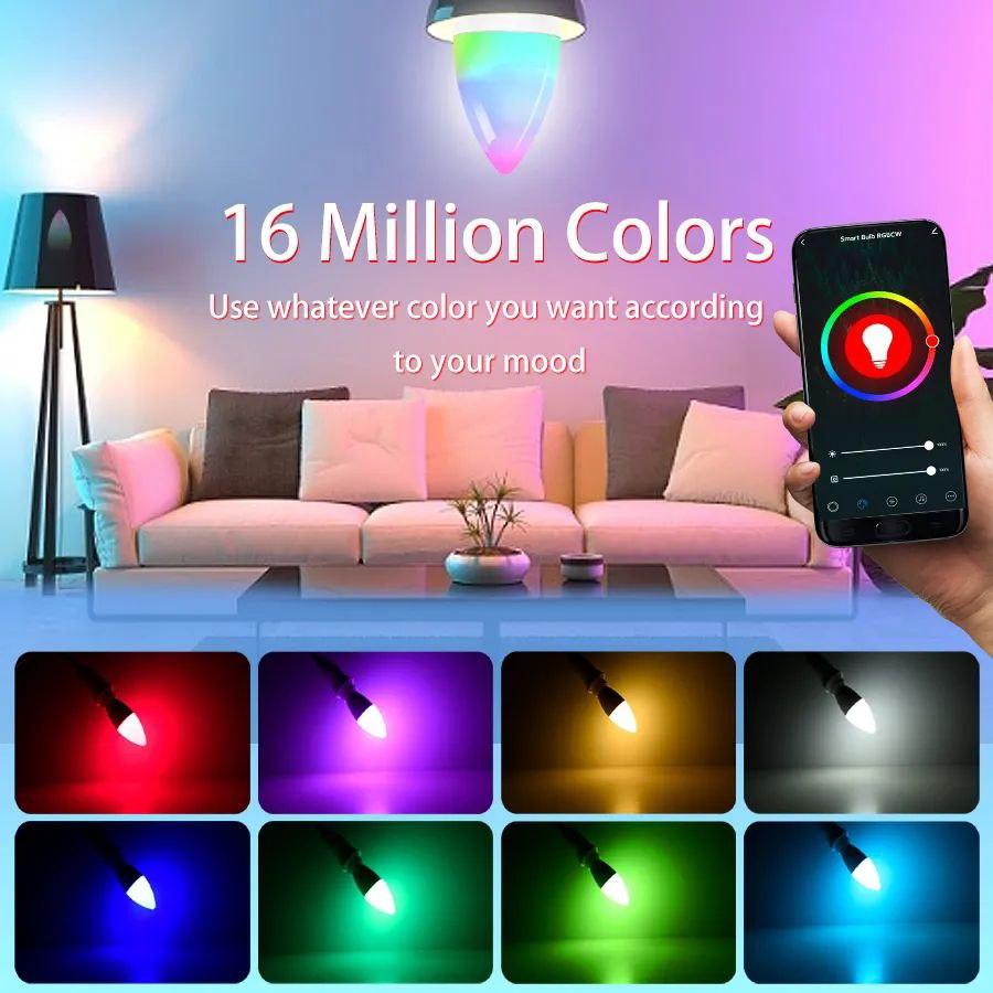 Умная лампочка RGB смарт лампа с управлением с телефона wifi Е14  (ID#1963414204), цена: 344.40 ?, купить на Prom.ua
