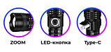 Кишеньковий ручний ліхтар RB-289 ліхтарик із зумом TG LED Type-C 18650, фото 4