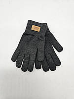 Перчатки детские одинарные с надписью fashion glove на возраст 6-10 лет Темно-серый 7456