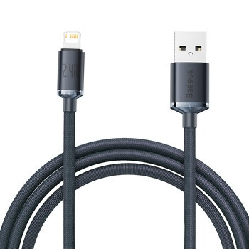 Кабель Baseus Crystal Shine Series Fast Charging Data Cable USB to iP 2.4A 2m, Black (CAJY000101), фото 1