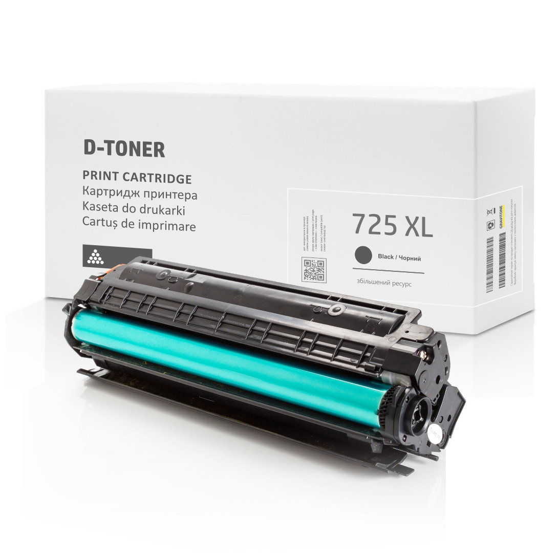 Сумісний Картридж Canon 725 (XL), підвищений ресурс, 3.000 стор., аналог від Gravitone (GTC-CRG-725-BK-XL)