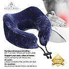 Подушка ортопедична для подорожей Royal Rest Memory Foam Синій 28х28х12 см Подушка в дорогу під шию, фото 2