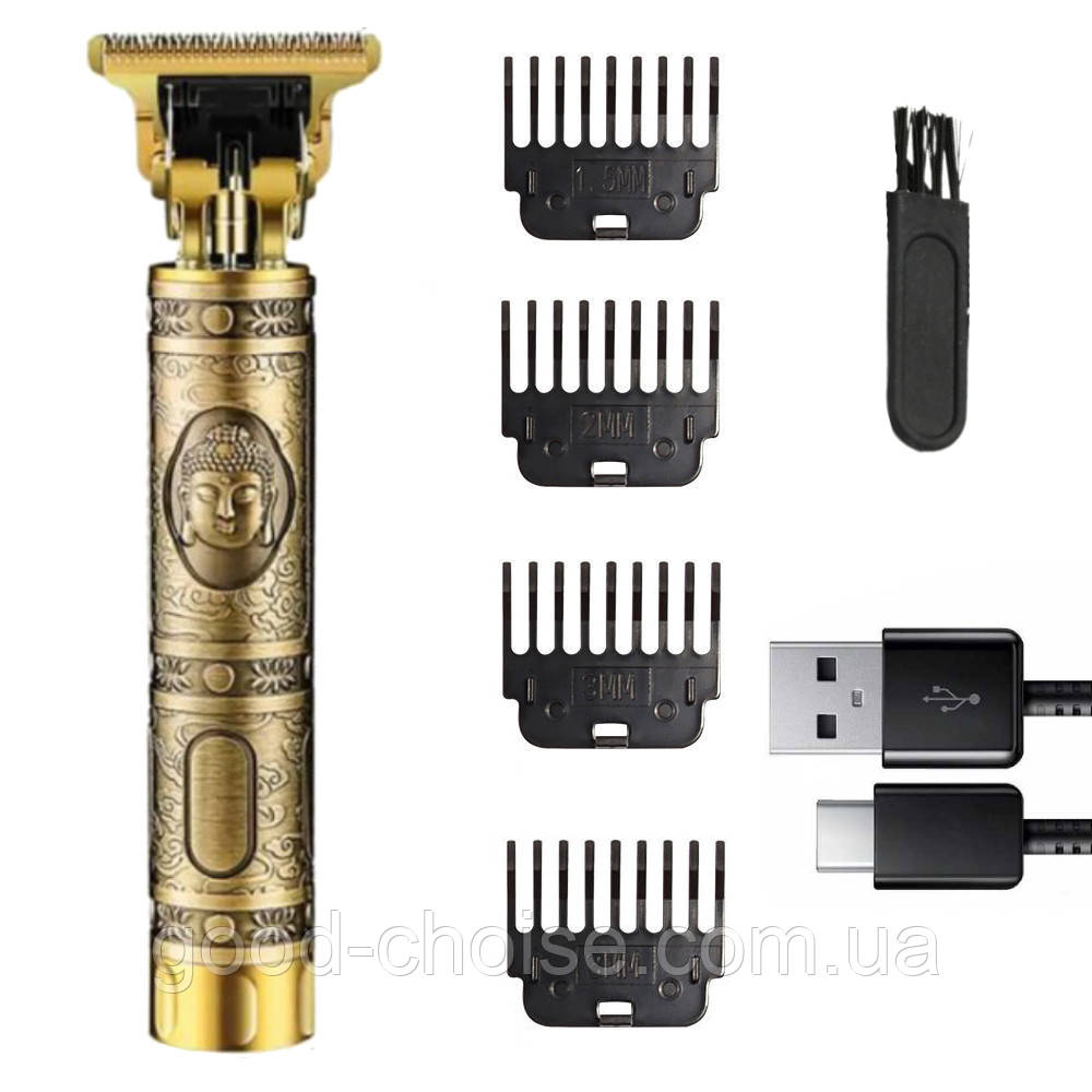 Тример акумуляторний для стрижки VINTAGE T9, від USB / Чоловіча машинка-триммер для волосся, бороди та вусів