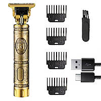 Триммер аккумуляторный для стрижки VINTAGE T9, от USB / Мужская машинка-триммер для волос, бороды и усов