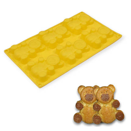 Силіконова форма Profsil Ведмедики Барні 6 в 1 жовта, фото 1