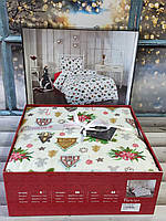 Новогодний комплект постельного белья из фланели ТМ Belizza полуторный размер 0015