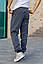Спортивні штани чоловічі теплі тринитка на флісі з манжетами, чорні, сині, сірі, розмір S, M, L, XL, фото 9