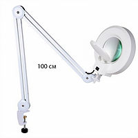 Профессиональная LED лампа - лупа LK-00 настольная на металлической струбцине, 24 Вт. длина рычага 100 см