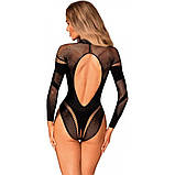 Боді із сітки з рукавами Obsessive B135 teddy XL/XXL, фото 3