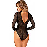 Сексуальне ажурне боді з рукавами Obsessive Merlys teddy M/L, фото 3