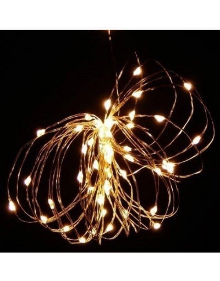 Світлодіодна гірлянда нитка Led Краплі роси на 50 світлодіодів 5 м статичний режим на батарейках + USB підключення Білий теплий, фото 1