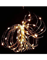 Світлодіодна гірлянда нитка Led Краплі роси на 50 світлодіодів 5 м статичний режим на батарейках + USB підключення Білий теплий