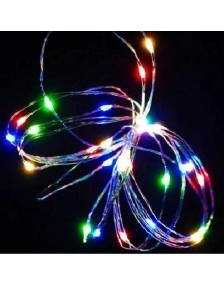 Світлодіодна гірлянда нитка Led "Краплі роси" на 50 світлодіодів 5 м статичний режим на батарейках + USB підключення Мультиколір, фото 1