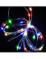 Світлодіодна гірлянда нитка Led "Краплі роси" на 50 світлодіодів 5 м статичний режим на батарейках + USB підключення Мультиколір