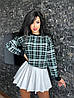 Теплий жіночий в'язаний светр у клітинку, фото 10