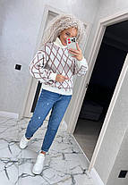 Теплий жіночий в'язаний светр гольф під горло ромб, фото 4