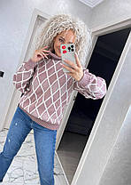 Теплий жіночий в'язаний светр гольф під горло ромб, фото 5