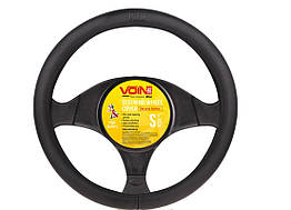 Шкіряна обплетення чохол на кермо розмір S 35-37см VLOD-L981 BK S черн/БО/один шов/кожа авто автомобіля