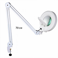 Профессиональная LED лампа - лупа LK-01 настольная на металлической струбцине, 24 Вт. длина рычага 70 см