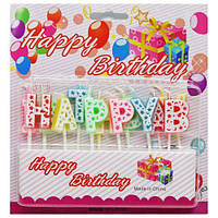 Свічки-літери на торт "Happy Birtday" різнокольорові 16,2*15,5см [tsi220979-TCI]