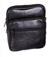 Кожаная сумка мужская через плечо 303702 черная барсетка 16х14см