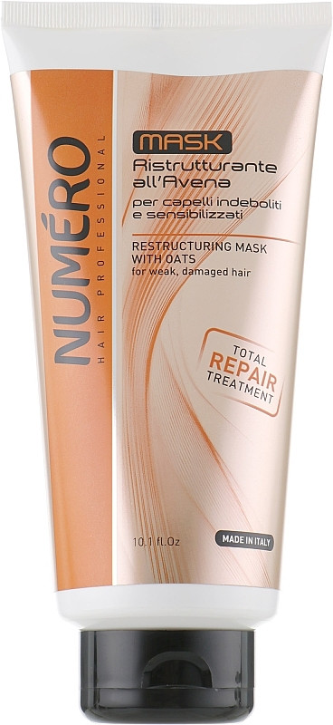Відновлювальна маска для волосся з екстрактом вівса Brelil Numero Total Repair Mask, 300 мл