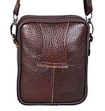 Чоловіча шкіряна сумка через плече 9950 коричнева поясна компактна барсетка коричнева 16х12см, фото 2