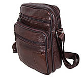 Шкіряна сумка чоловіча через плече esR010 коричнева добротна барсетка 18х16см, фото 3