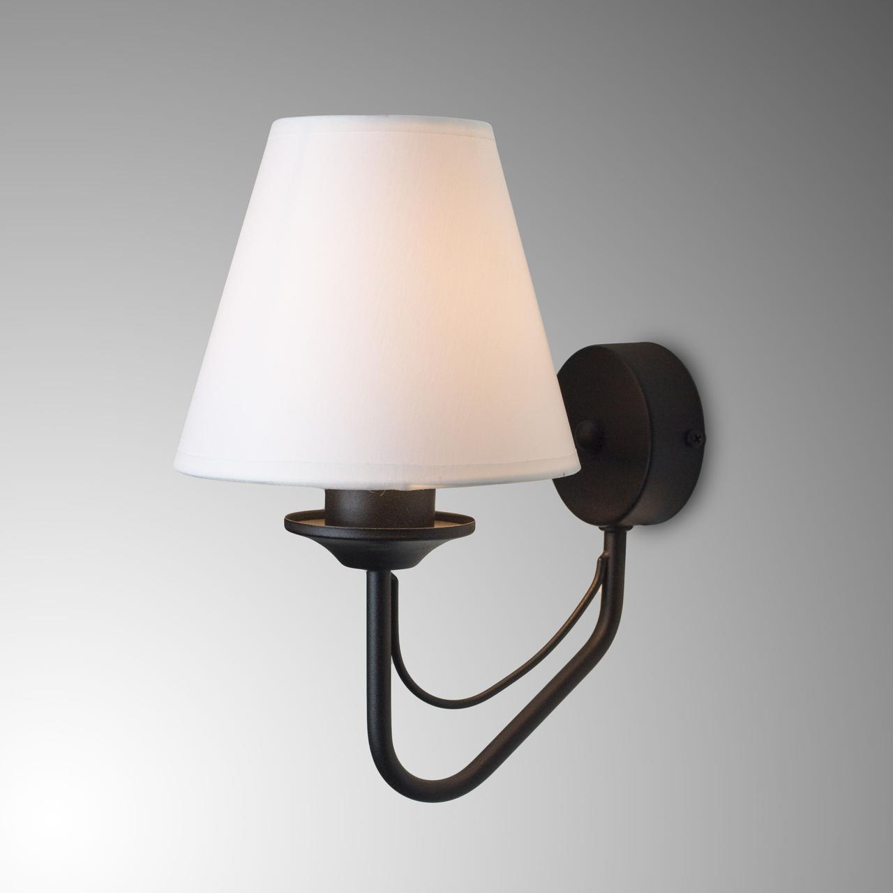 Бра металевий чорний білий плафон Е27 20х14х17.5 см