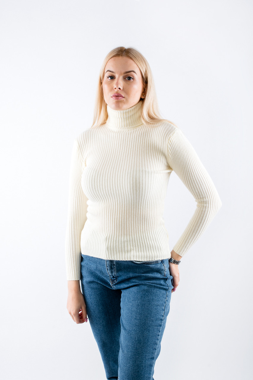 Жіночий гольф водолазка в рубчий молочний 3462 (2000000114897), фото 1