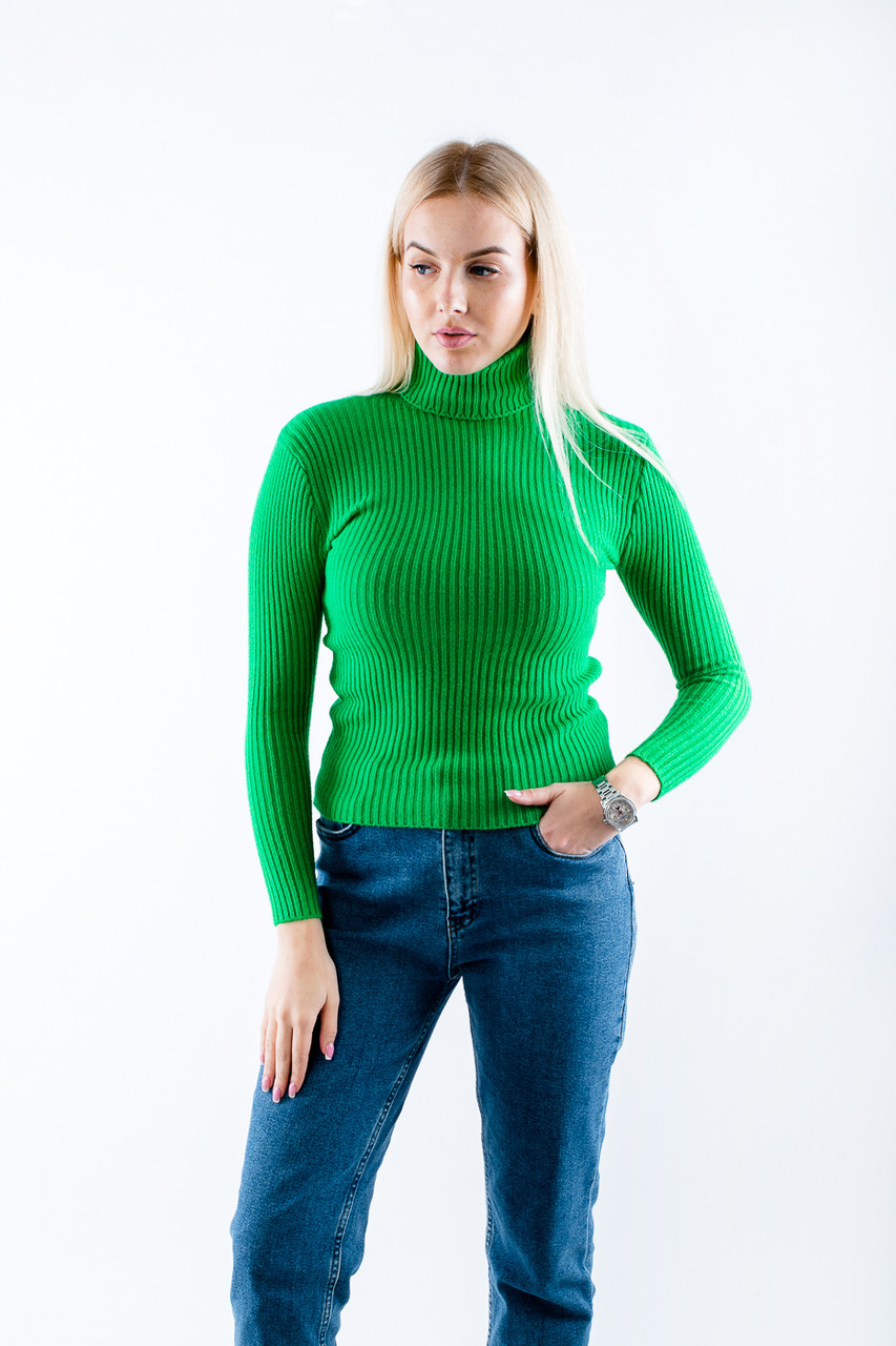 Жіночий гольф водолазка в рубчий зелений 3462 (2000000114880), фото 1