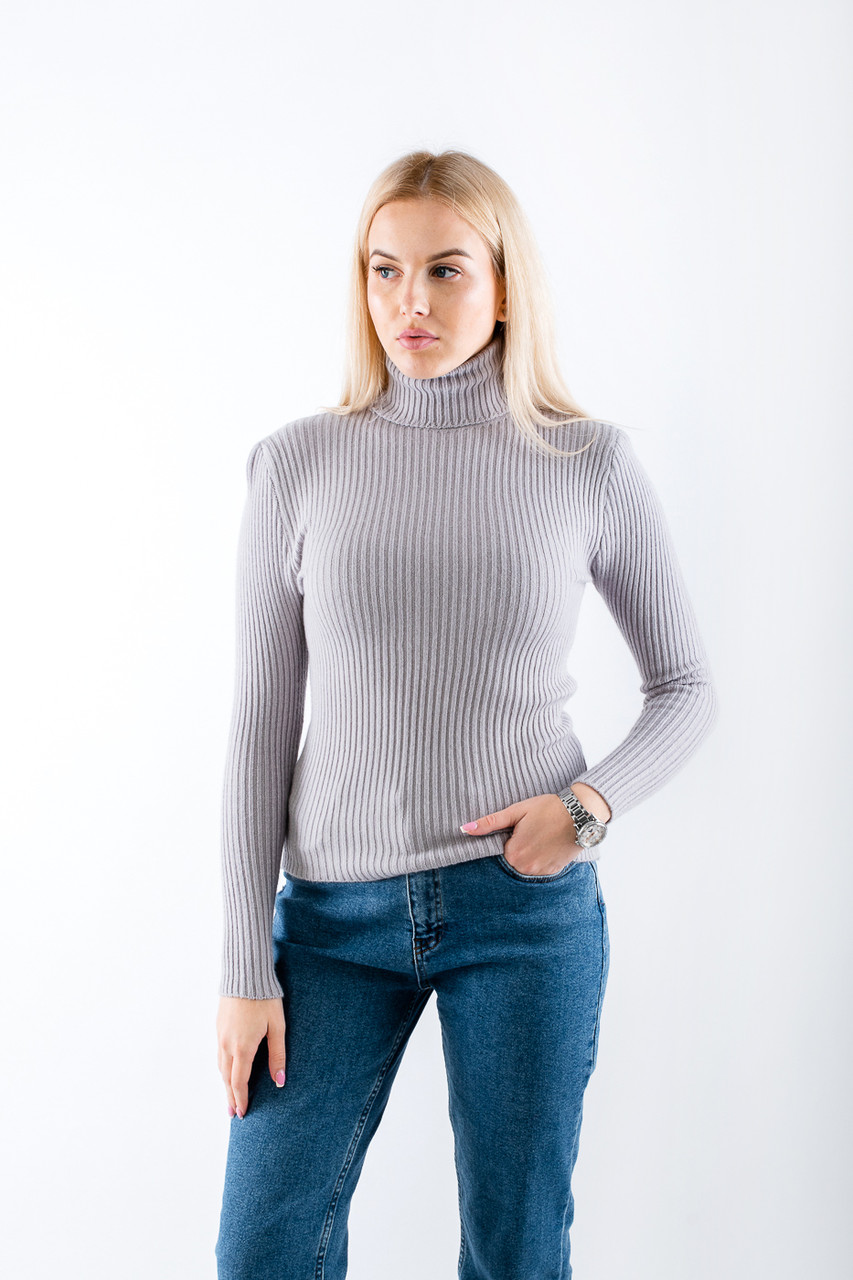 Жіночий гольф водолазка в рубчий світло-сірий 3462 (2000000114910), фото 1