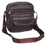 Шкіряна чоловіча сумка через плече es11014BR коричнева барсетка 18x16см, фото 3