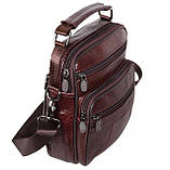Чоловіча шкіряна сумка через плече Bon101 коричнева надійна барсетка 21х18см, фото 2