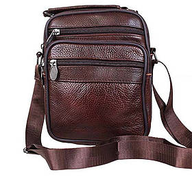 Шкіряна чоловіча сумка через плече 5010 коричнева барсетка із натуральної шкіри 19х15см