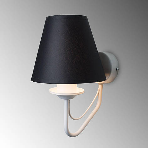 Бра металеве біле чорний плафон Е27 20х14х17.5 см, фото 1