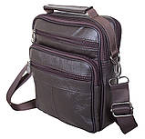 Чоловіча шкіряна сумка коричнева через плечео es40202 коричнева барсетка з натуральної шкіри 23х18см, фото 2