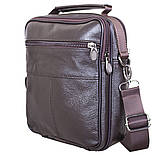 Чоловіча шкіряна сумка коричнева через плечео 40202 коричнева барсетка з натуральної шкіри 23х18см, фото 4