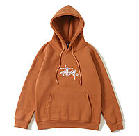 Худи коричневая толстовка Stussy кофта с капюшоном стусси мужская женская