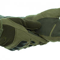 Тактические перчатки закрытые полнопалые Oakley M Олива + Подарок Карабин с липучкой крепеж для AmmuNation