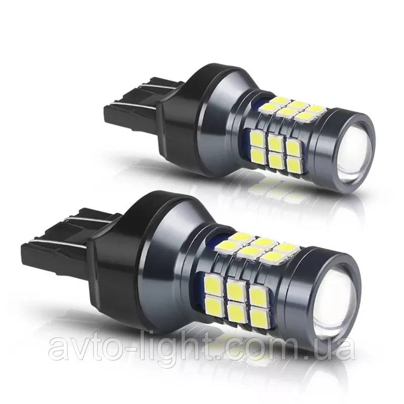 T20 W21W 3157 27SMD Срібло+Лінза (2конт)