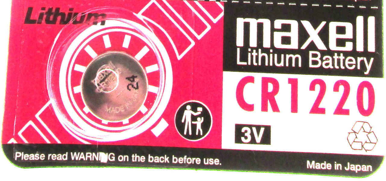 Батарейка для годинників Maxell CR1220 3V 38mAh літієва, 12.5x2.0мм, 1 шт.